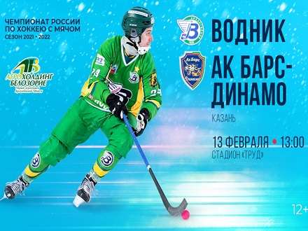 13 февраля «Водник» сыграет с командой «АК Барс-Динамо» в Архангельске